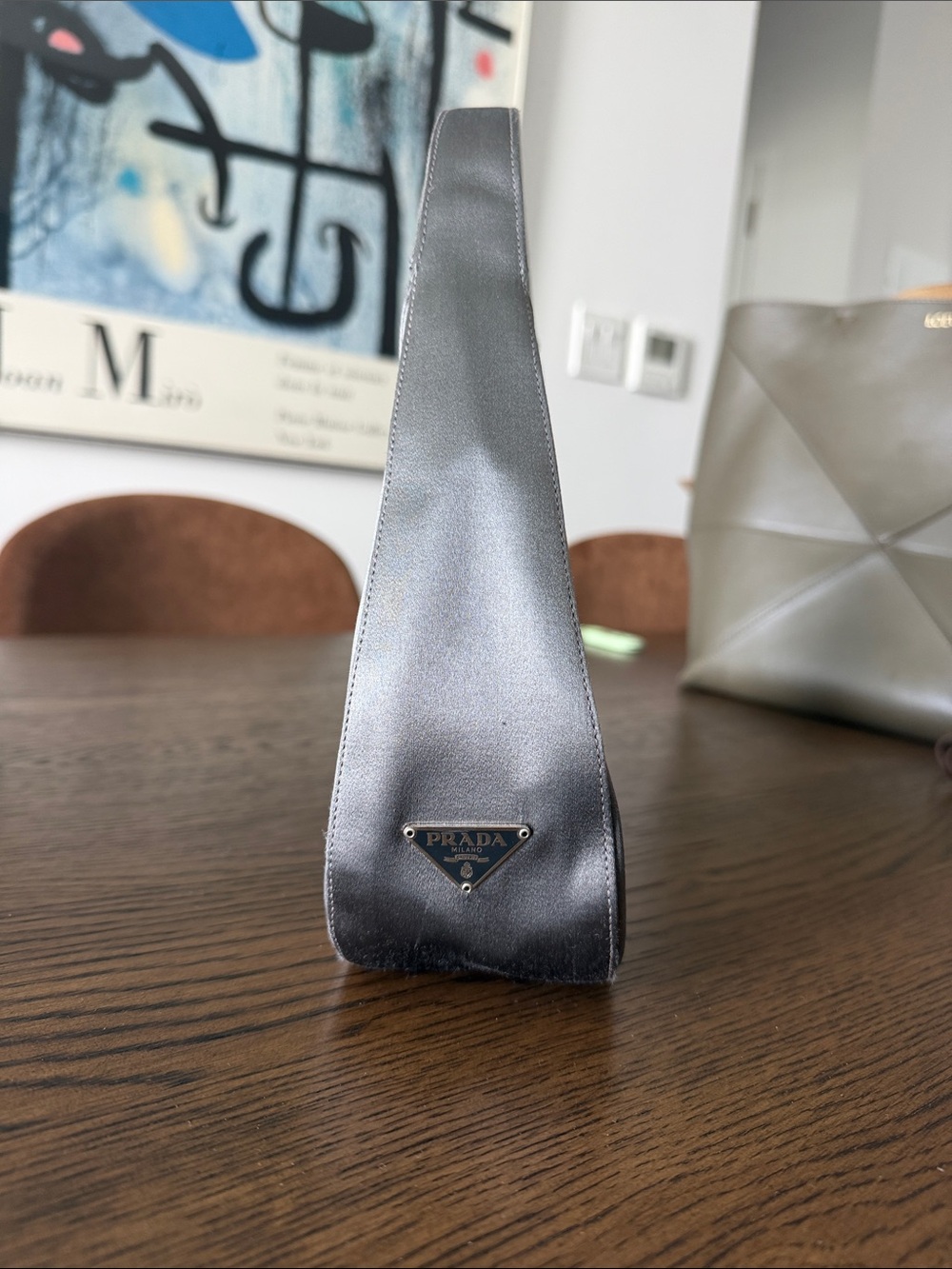 Vintage Prada Silver Satin bag